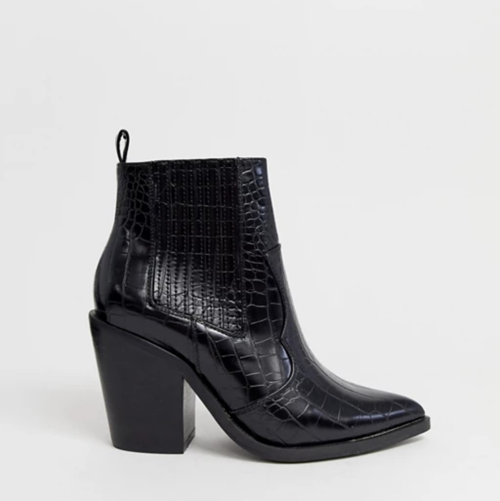 ASOS Elliot Western Ankle Boot Black Size 5